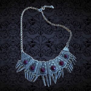 Lucky brand red stone and silver necklace